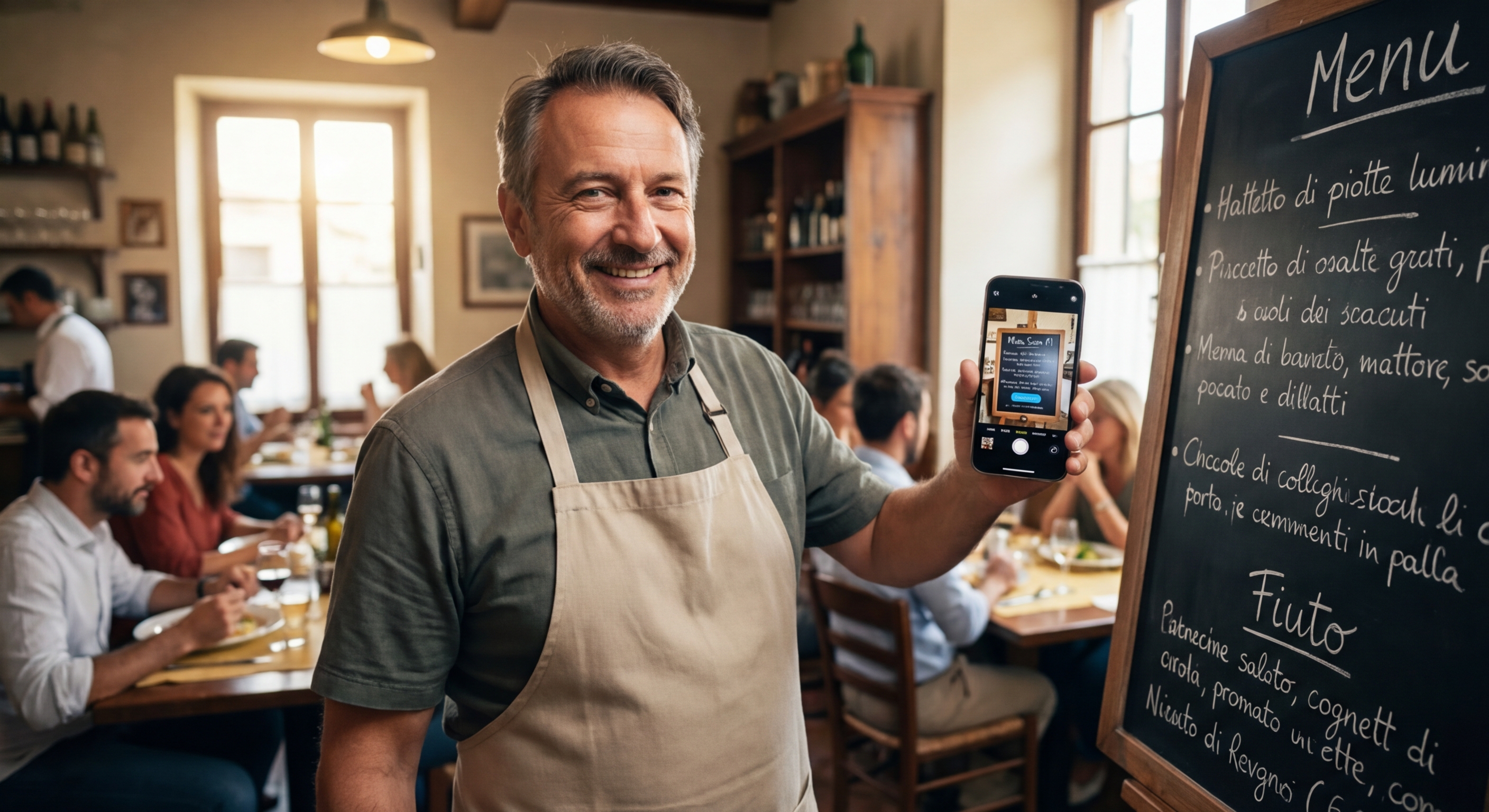 Ristoratore scansiona il menù